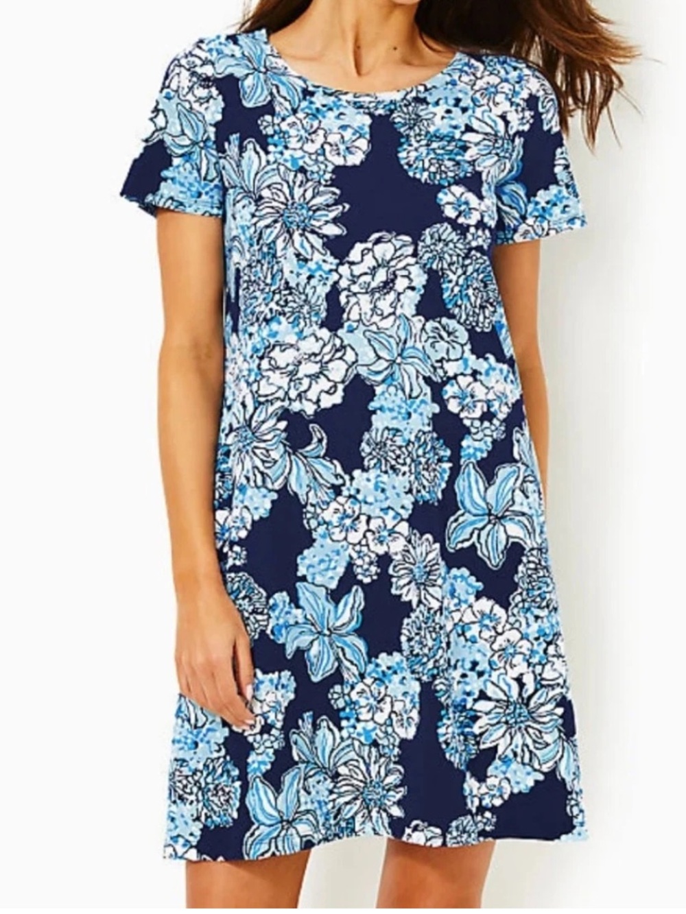 Lilly Pulitzer Womens Cody T Shirt Dress Size XL 100% Pima Cotton Floral Resort